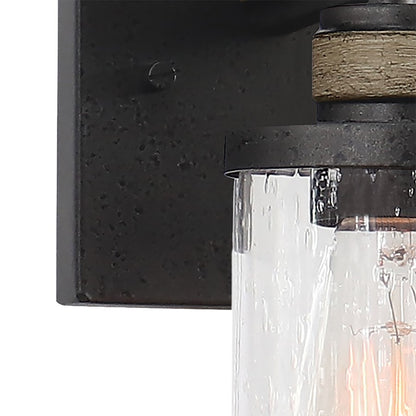 Atlas Lighting Beaufort 9in 1-Light Wall Sconce | Rustic Anvil Iron and Clear Seeded Glass | Bathroom & Hallway | 4 x 7 x 9 in | Model WL11201-BK