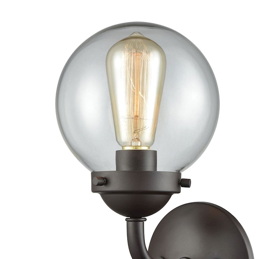 Atlas Lighting Beckett 12in 1-Light Wall Sconce | Modern Oil Rubbed Bronze and Clear Glass | Bathroom & Hallway | 6 x 7 x 12 in | Model WL11202-BZ