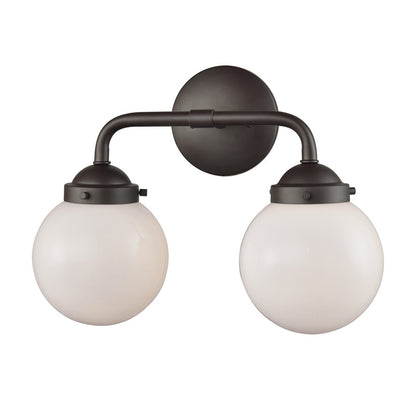 Atlas Lighting Beckett 15in 2-Light Vanity Light | Modern Oil Rubbed Bronze and White Frosted Glass | Bathroom Vanity | Model WL11203-BZ1