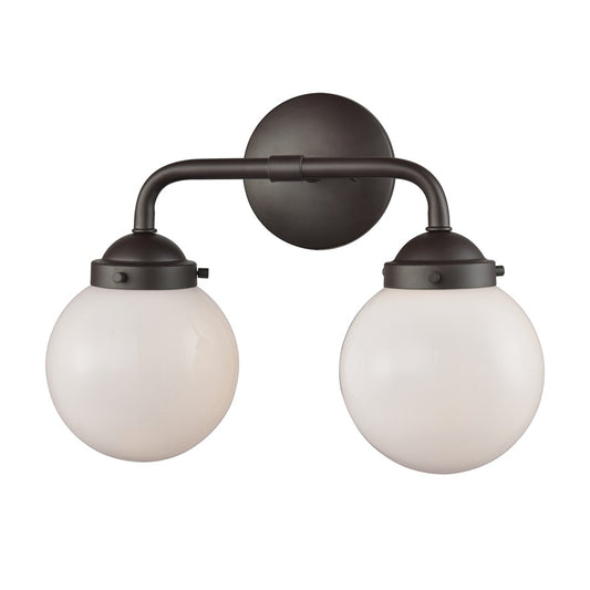 Atlas Lighting Beckett 15in 2-Light Vanity Light | Modern Oil Rubbed Bronze and White Frosted Glass | Bathroom Vanity | Model WL11203-BZ1