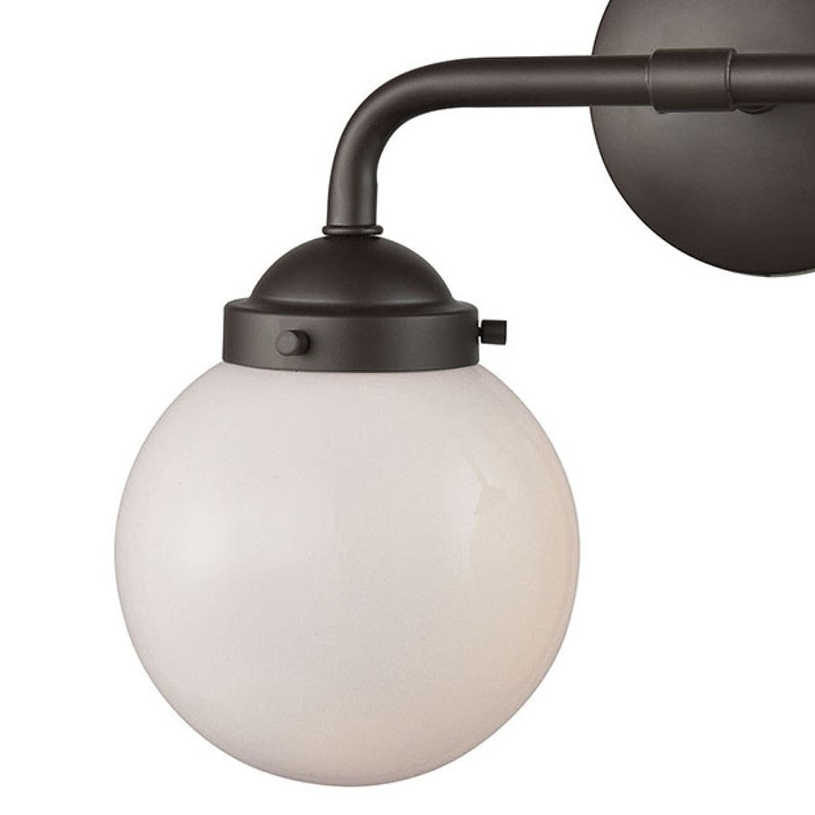 Atlas Lighting Beckett 15in 2-Light Vanity Light | Modern Oil Rubbed Bronze and White Frosted Glass | Bathroom Vanity | Model WL11203-BZ1