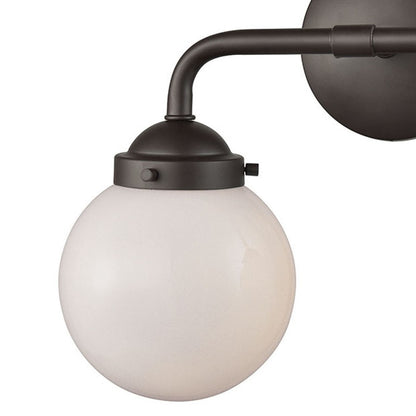 Atlas Lighting Beckett 15in 2-Light Vanity Light | Modern Oil Rubbed Bronze and White Frosted Glass | Bathroom Vanity | Model WL11203-BZ1