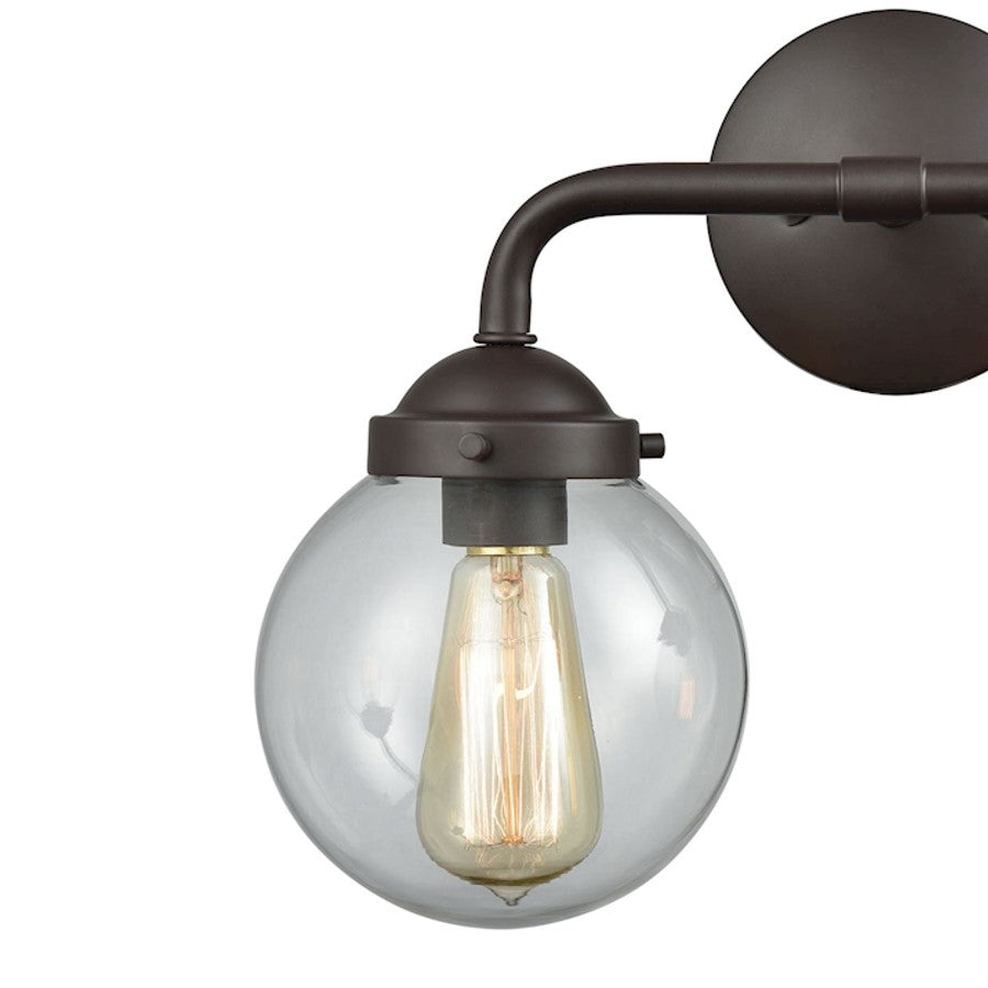 Atlas Lighting Beckett 15in 2-Light Vanity Light | Modern Oil Rubbed Bronze and Clear Glass | Bathroom Vanity | 15 x 7 x 11 in | Model WL11203-BZ2
