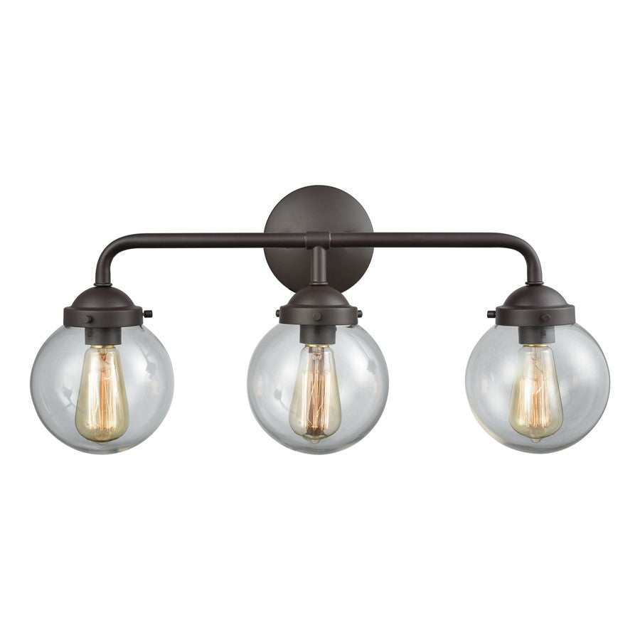 Atlas Lighting Beckett 24in 3-Light Vanity Light | Modern Oil Rubbed Bronze and Clear Glass | Bathroom Vanity | 24 x 7 x 11 in | Model WL11204-BZ