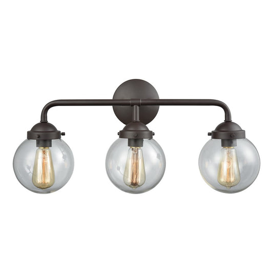Atlas Lighting Beckett 24in 3-Light Vanity Light | Modern Oil Rubbed Bronze and Clear Glass | Bathroom Vanity | 24 x 7 x 11 in | Model WL11204-BZ