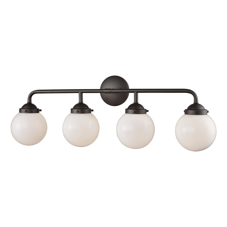 Atlas Lighting Beckett 33in 4-Light Vanity Light | Modern Oil Rubbed Bronze and White Frosted Glass | Bathroom Vanity | Model WL11205-BZ1