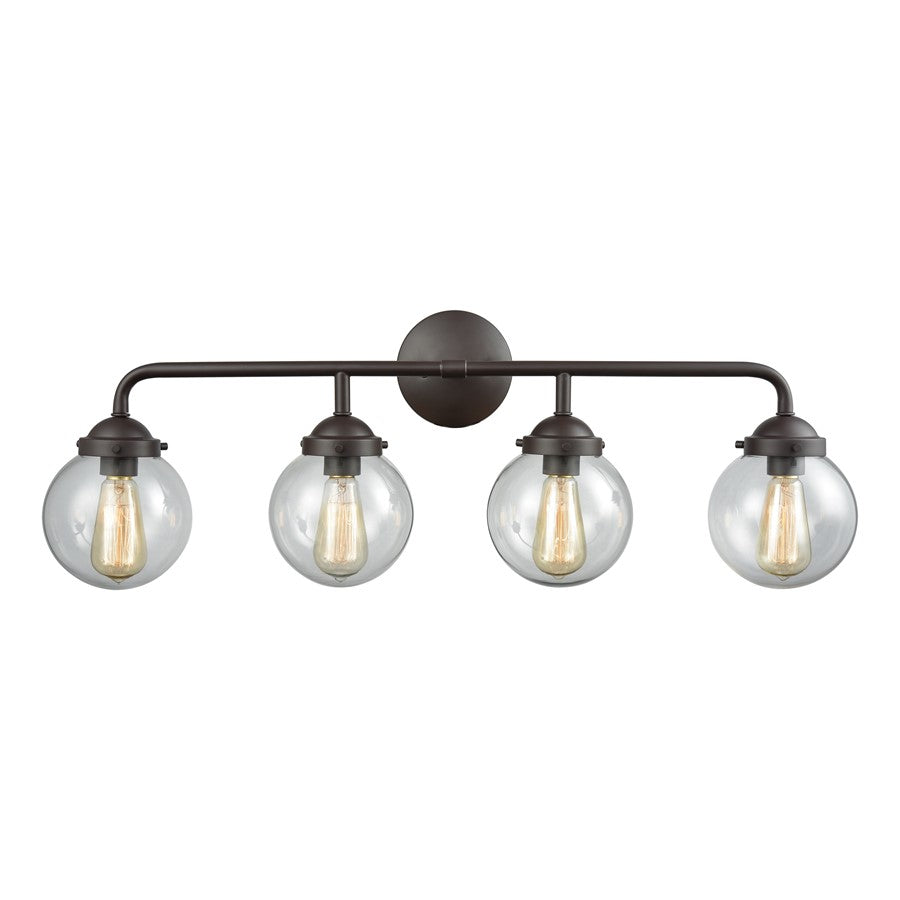 Atlas Lighting Beckett 33in 4-Light Vanity Light | Modern Oil Rubbed Bronze and Clear Glass | Bathroom Vanity | 33 x 7 x 11 in | Model WL11205-BZ2