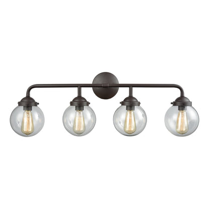 Atlas Lighting Beckett 33in 4-Light Vanity Light | Modern Oil Rubbed Bronze and Clear Glass | Bathroom Vanity | 33 x 7 x 11 in | Model WL11205-BZ2