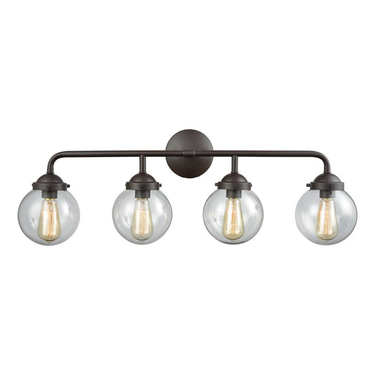 Atlas Lighting Beckett 33in 4-Light Vanity Light | Modern Oil Rubbed Bronze and Clear Glass | Bathroom Vanity | 33 x 7 x 11 in | Model WL11205-BZ2