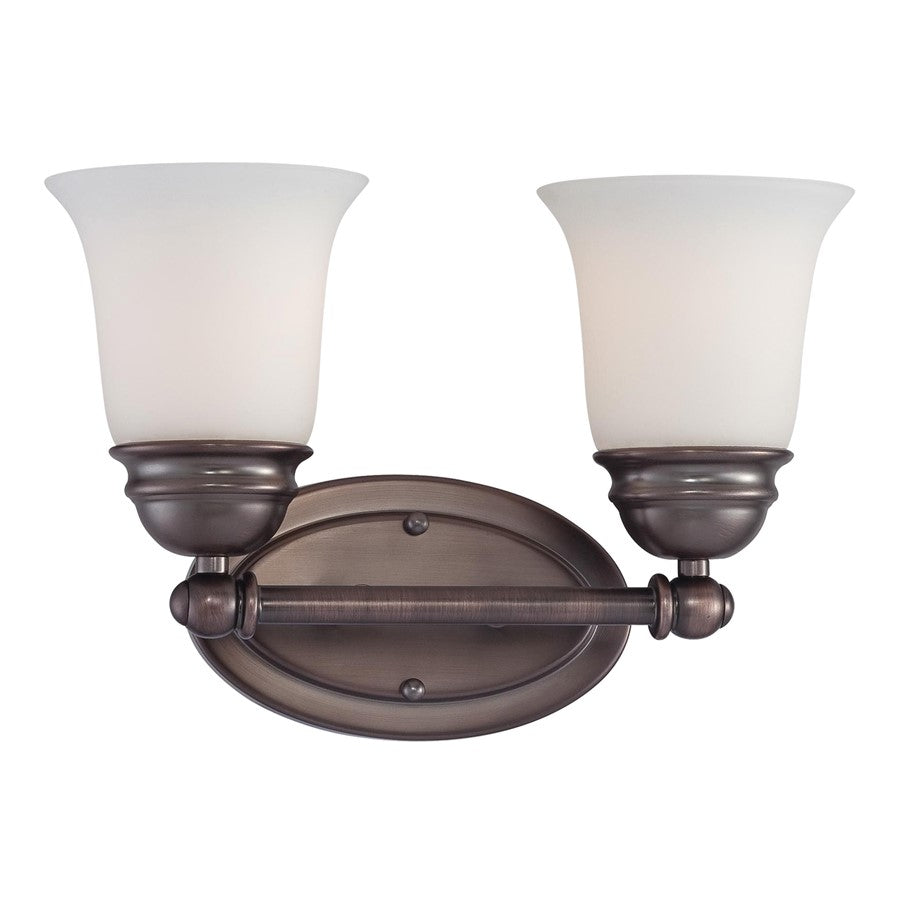 Atlas Lighting Bella 13in 2-Light Vanity Light | Traditional Oil Rubbed Bronze and White Frosted Glass | Bathroom Vanity | Model WL11206-BZ