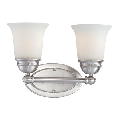 Atlas Lighting Bella 13in 2-Light Vanity Light | Traditional Brushed Nickel and White Frosted Glass | Bathroom Vanity | Model WL11206-NK
