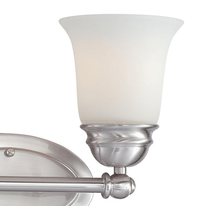 Atlas Lighting Bella 13in 2-Light Vanity Light | Traditional Brushed Nickel and White Frosted Glass | Bathroom Vanity | Model WL11206-NK