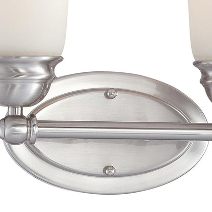 Atlas Lighting Bella 13in 2-Light Vanity Light | Traditional Brushed Nickel and White Frosted Glass | Bathroom Vanity | Model WL11206-NK