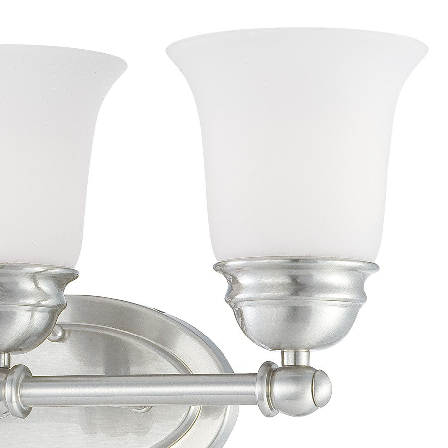 Atlas Lighting Bella 18in 3-Light Vanity Light | Traditional Brushed Nickel and White Frosted Glass | Bathroom Vanity | Model WL11207-NK