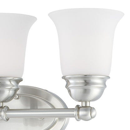 Atlas Lighting Bella 18in 3-Light Vanity Light | Traditional Brushed Nickel and White Frosted Glass | Bathroom Vanity | Model WL11207-NK