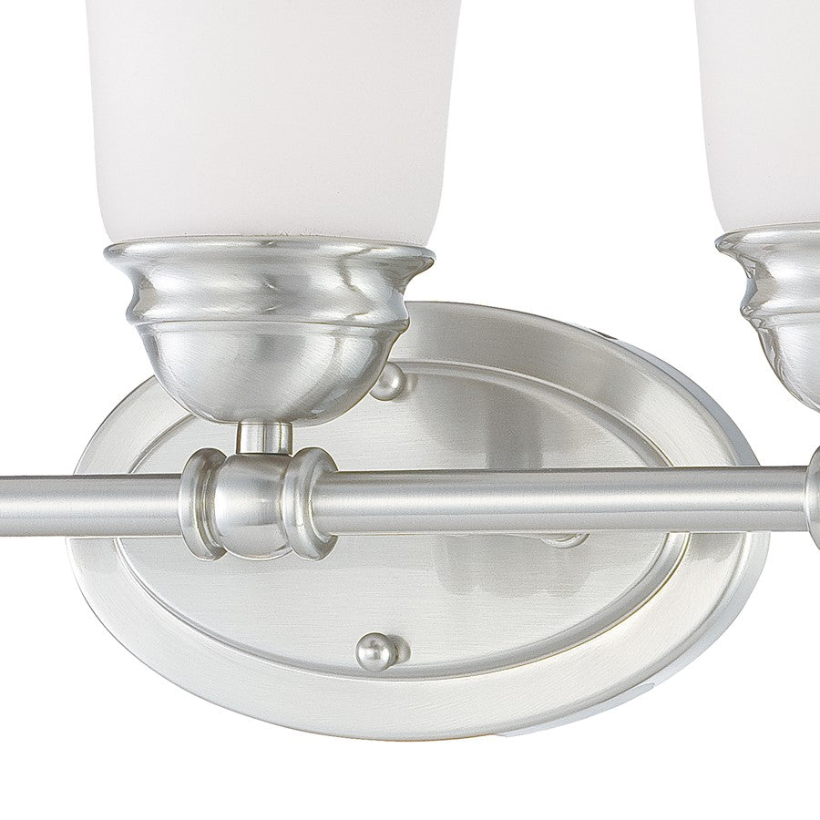 Atlas Lighting Bella 18in 3-Light Vanity Light | Traditional Brushed Nickel and White Frosted Glass | Bathroom Vanity | Model WL11207-NK