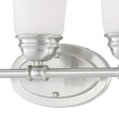 Atlas Lighting Bella 18in 3-Light Vanity Light | Traditional Brushed Nickel and White Frosted Glass | Bathroom Vanity | Model WL11207-NK