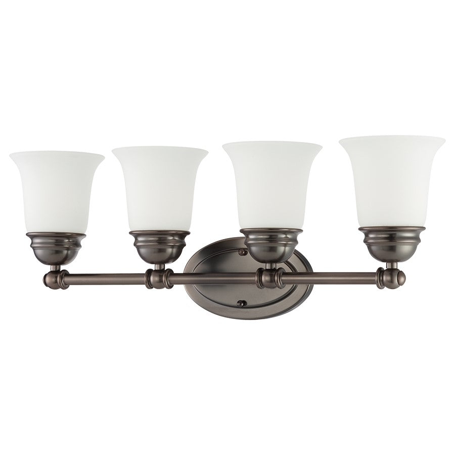 Atlas Lighting Bella 24in 4-Light Vanity Light | Traditional Oil Rubbed Bronze and White Frosted Glass | Bathroom Vanity | Model WL11208-BZ