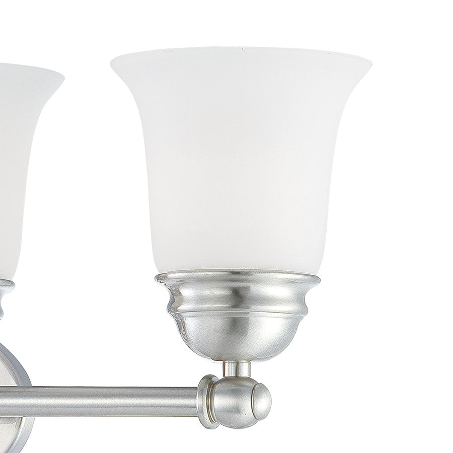 Atlas Lighting Bella 24in 4-Light Vanity Light | Traditional Brushed Nickel and White Frosted Glass | Bathroom Vanity | Model WL11208-NK