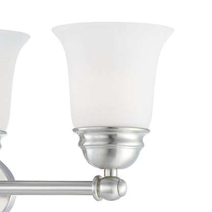 Atlas Lighting Bella 24in 4-Light Vanity Light | Traditional Brushed Nickel and White Frosted Glass | Bathroom Vanity | Model WL11208-NK