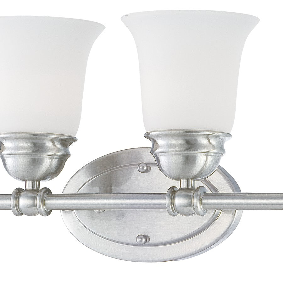 Atlas Lighting Bella 24in 4-Light Vanity Light | Traditional Brushed Nickel and White Frosted Glass | Bathroom Vanity | Model WL11208-NK