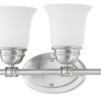 Atlas Lighting Bella 24in 4-Light Vanity Light | Traditional Brushed Nickel and White Frosted Glass | Bathroom Vanity | Model WL11208-NK