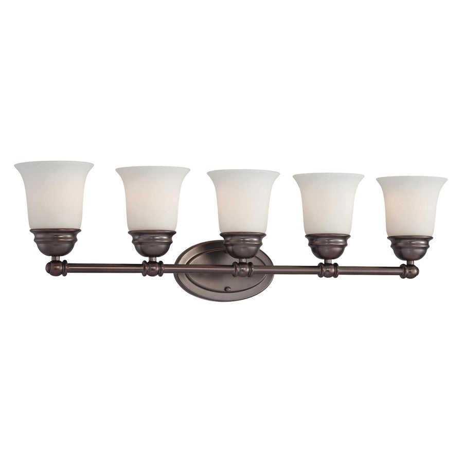 Atlas Lighting Bella 31in 5-Light Vanity Light | Traditional Oil Rubbed Bronze and White Frosted Glass | Bathroom Vanity | Model WL11209-BZ