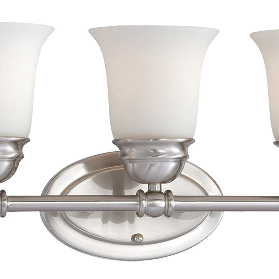 Atlas Lighting Bella 31in 5-Light Vanity Light | Traditional Brushed Nickel and White Frosted Glass | Bathroom Vanity | Model WL11209-NK