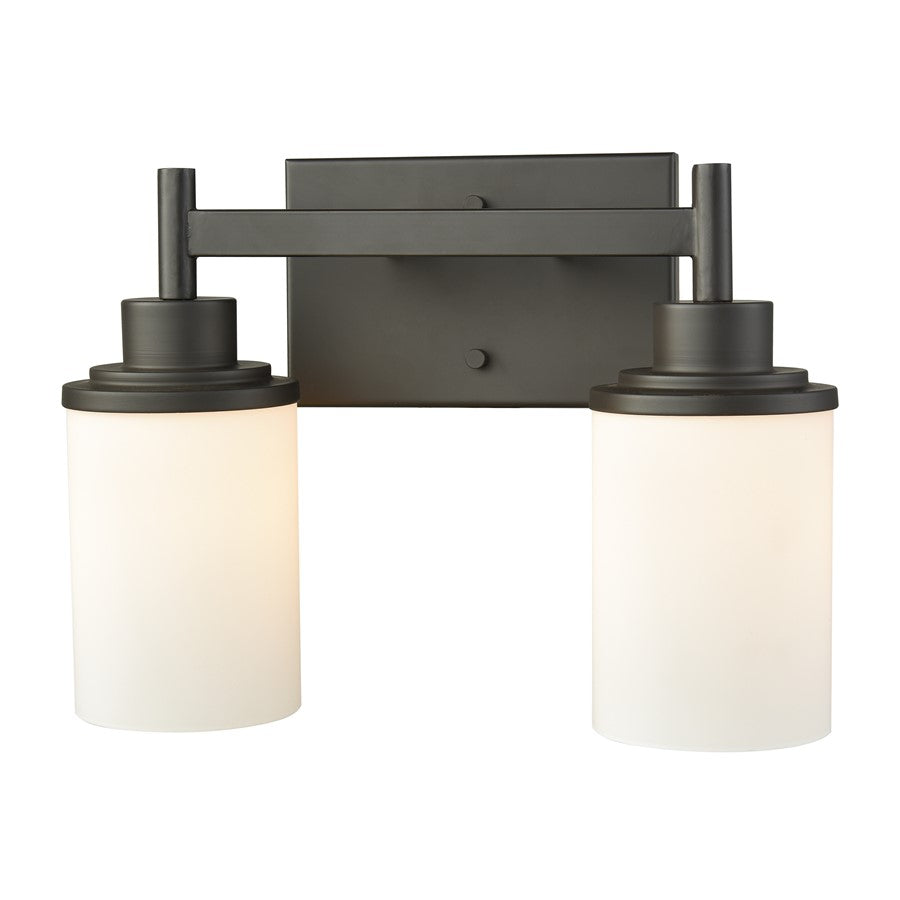 Atlas Lighting Belmar 13in 2-Light Vanity Light | Traditional Oil Rubbed Bronze and White Frosted Glass | Bathroom & Powder Room | Model WL11210-BZ