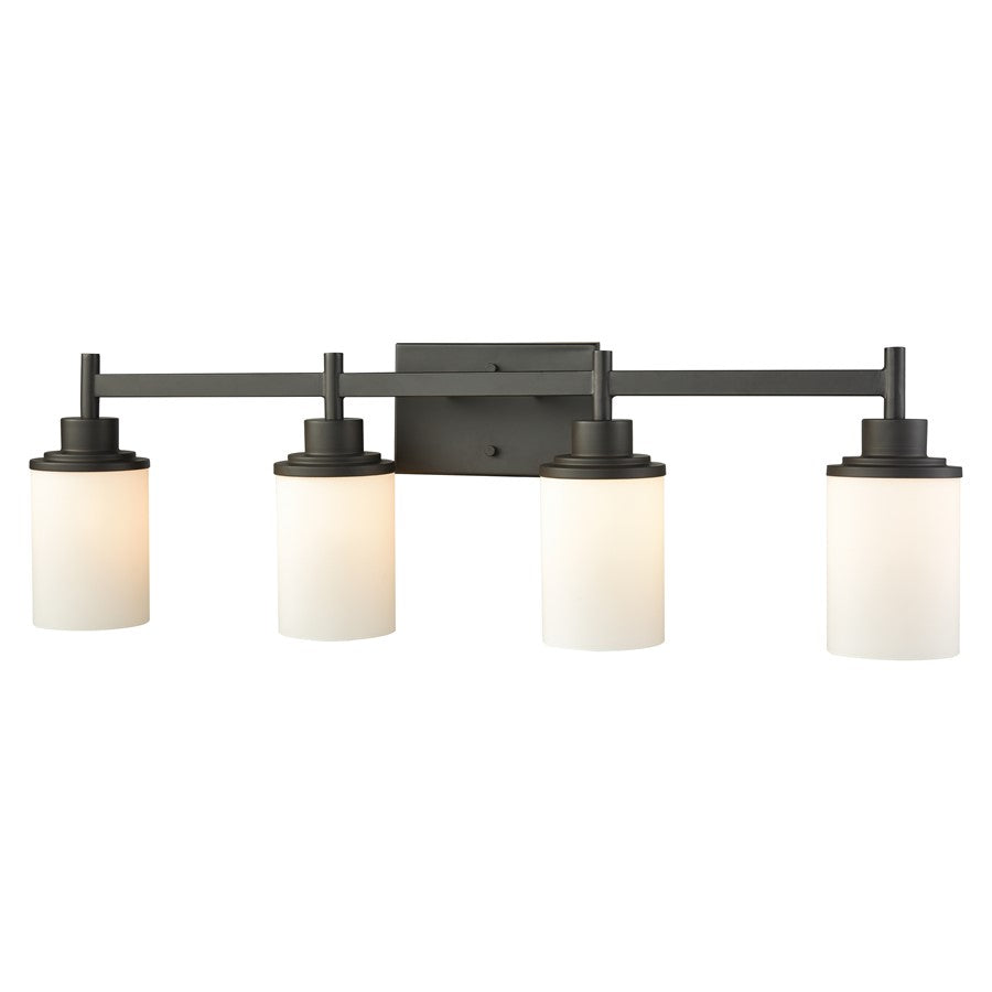 Atlas Lighting Belmar 31in 4-Light Vanity Light | Traditional Oil Rubbed Bronze and White Frosted Glass | Bathroom & Powder Room | Model WL11212-BZ