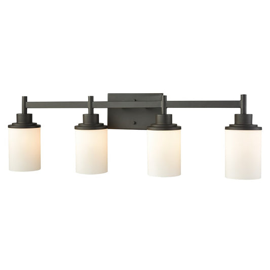 Atlas Lighting Belmar 31in 4-Light Vanity Light | Traditional Oil Rubbed Bronze and White Frosted Glass | Bathroom & Powder Room | Model WL11212-BZ