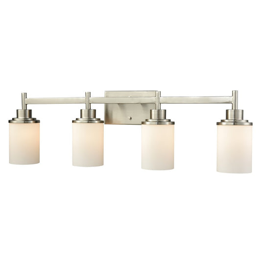 Atlas Lighting Belmar 31in 4-Light Vanity Light | Traditional Brushed Nickel and White Frosted Glass | Bathroom & Powder Room | Model WL11212-NK