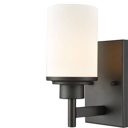 Atlas Lighting Belmar 9in 1-Light Wall Sconce | Traditional Oil Rubbed Bronze and White Frosted Glass | Bathroom & Hallway Accent | Model WL11213-BZ