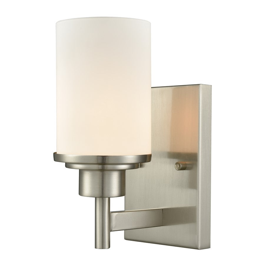Atlas Lighting Belmar 9in 1-Light Wall Sconce | Traditional Brushed Nickel and White Frosted Glass | Bathroom & Hallway Accent | Model WL11213-NK