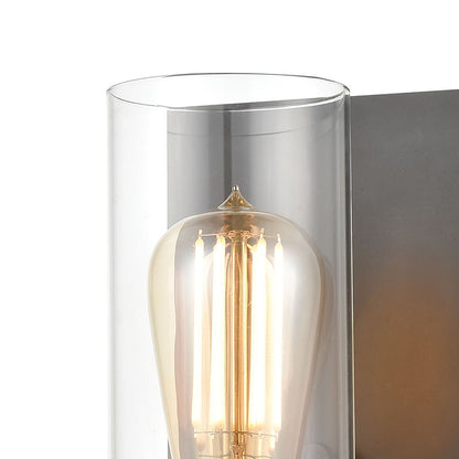 Atlas Lighting Bergenline 10in 1-Light Wall Sconce | Modern Matte Black and Polished Nickel with Clear Glass | Bathroom & Hallway | Model WL11214-BK