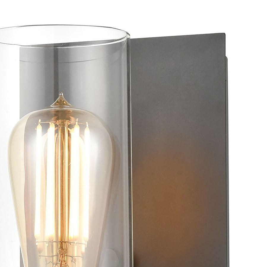 Atlas Lighting Bergenline 10in 1-Light Wall Sconce | Modern Matte Black and Polished Nickel with Clear Glass | Bathroom & Hallway | Model WL11214-BK