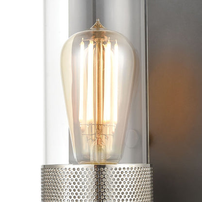 Atlas Lighting Bergenline 10in 1-Light Wall Sconce | Modern Matte Black and Polished Nickel with Clear Glass | Bathroom & Hallway | Model WL11214-BK