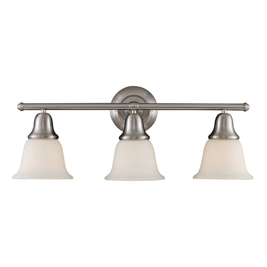 Atlas Lighting Berwick 26.5in 3-Light Vanity Light | Transitional Brushed Nickel and White Frosted Glass | Bathroom Vanity | Model WL11215-NK