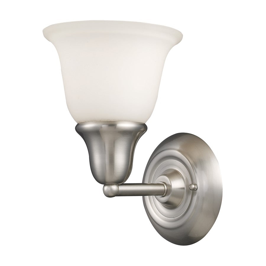 Atlas Lighting Berwick 7'' Wide 1Lt Vanity Light, Nickel/White - WL11216-NK