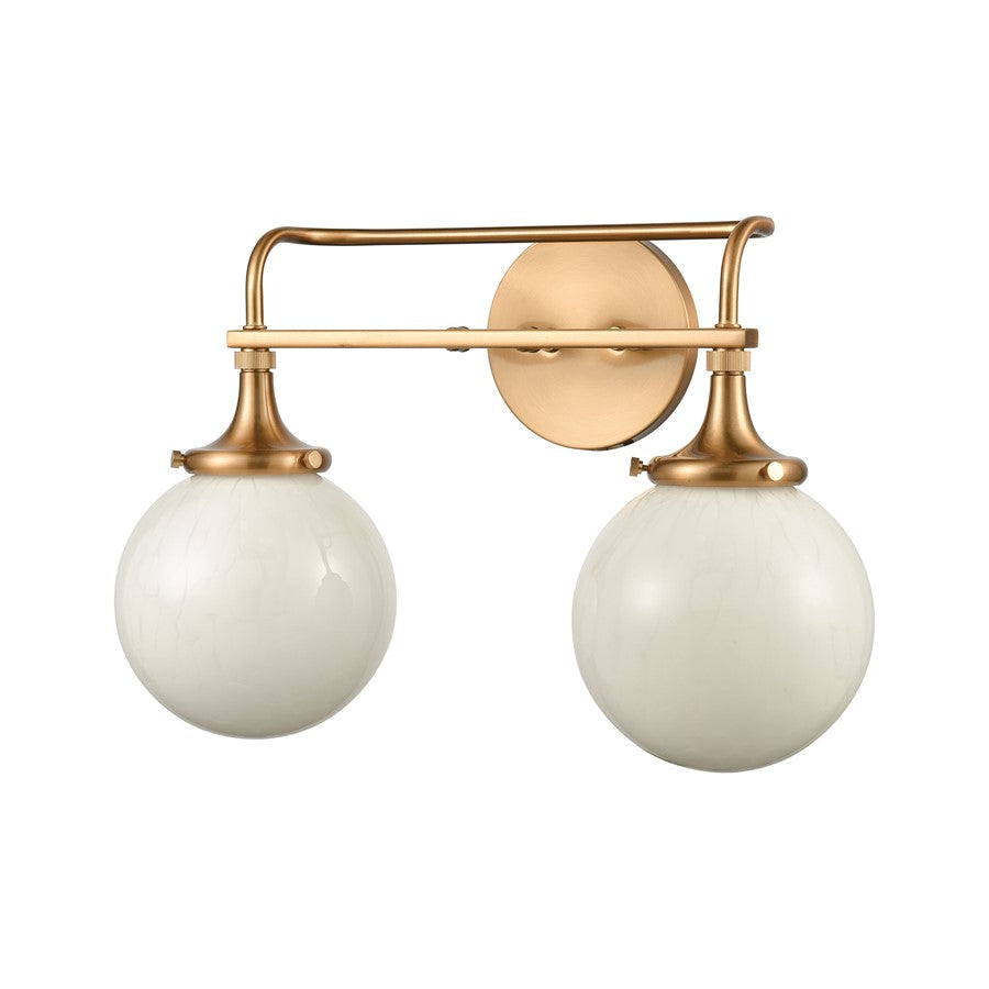 Atlas Lighting Beverly Hills 17" 2Lt Vanity Light, Brass/White