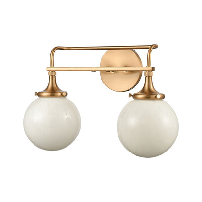 Atlas Lighting Beverly Hills 17" 2Lt Vanity Light, Brass/White