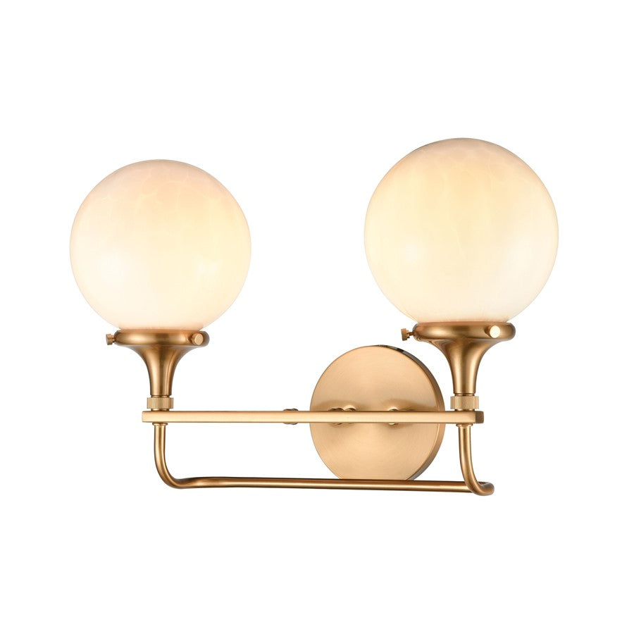 Atlas Lighting Beverly Hills 17" 2Lt Vanity Light, Brass/White