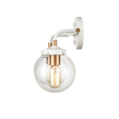 Atlas Lighting Boudreaux 15in 2-Light Vanity Light | Mid-Century Matte White and Satin Brass with Clear Glass | Bathroom Vanity | Model WL11218-WH