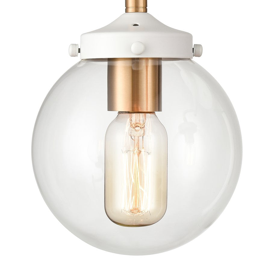 Atlas Lighting Boudreaux 15in 2-Light Vanity Light | Mid-Century Matte White and Satin Brass with Clear Glass | Bathroom Vanity | Model WL11218-WH