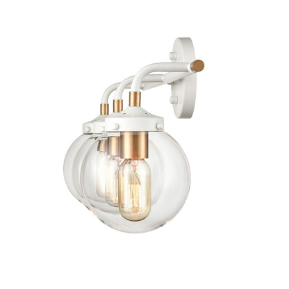 Atlas Lighting Boudreaux 24in 3-Light Vanity Light | Mid-Century Matte White and Satin Brass with Clear Glass | Bathroom Vanity | Model WL11219-WH