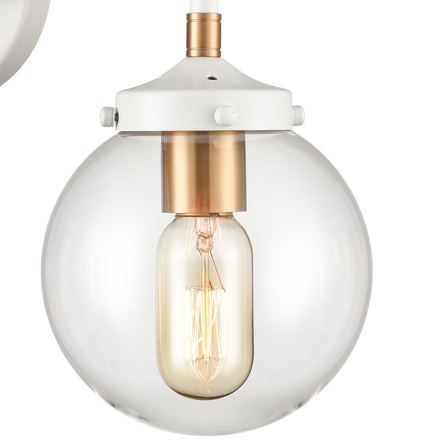 Atlas Lighting Boudreaux 24in 3-Light Vanity Light | Mid-Century Matte White and Satin Brass with Clear Glass | Bathroom Vanity | Model WL11219-WH