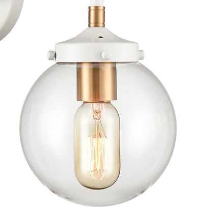 Atlas Lighting Boudreaux 24in 3-Light Vanity Light | Mid-Century Matte White and Satin Brass with Clear Glass | Bathroom Vanity | Model WL11219-WH