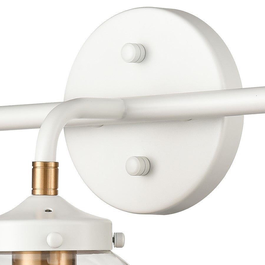 Atlas Lighting Boudreaux 24in 3-Light Vanity Light | Mid-Century Matte White and Satin Brass with Clear Glass | Bathroom Vanity | Model WL11219-WH