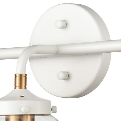 Atlas Lighting Boudreaux 24in 3-Light Vanity Light | Mid-Century Matte White and Satin Brass with Clear Glass | Bathroom Vanity | Model WL11219-WH