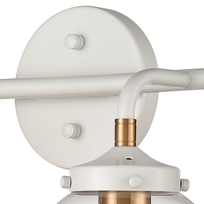 Atlas Lighting Boudreaux 33in 4-Light Vanity Light | Modern Matte White and Satin Brass with Clear Glass | Bathroom Vanity | Model WL11220-WH